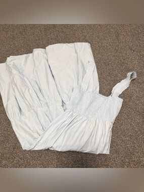 ZARA Baby Blue Smocked Bodice Dress XS